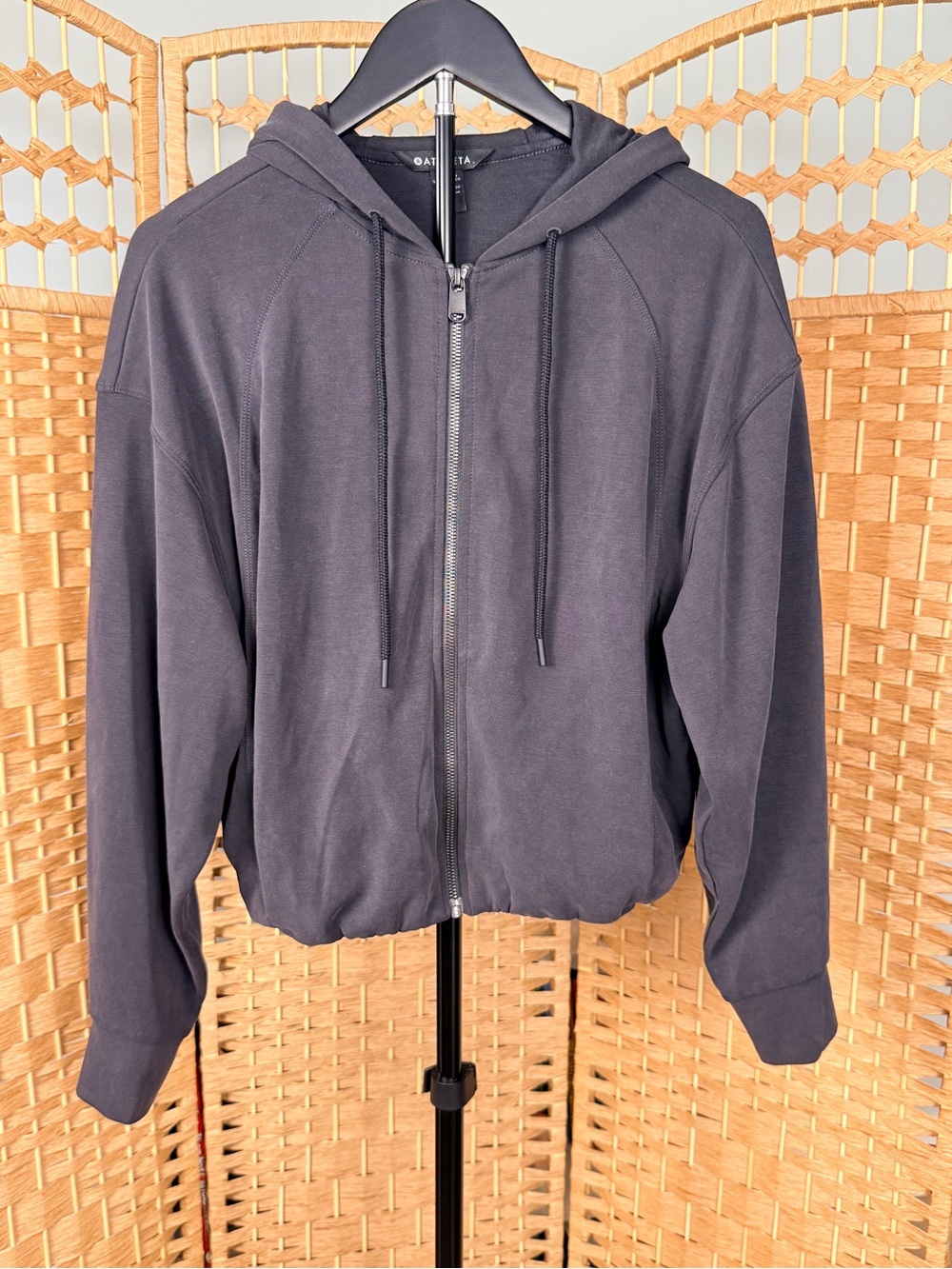 #131 Athleta Seasoft Bubble Hem Full Zip Hoodie Black Size XS